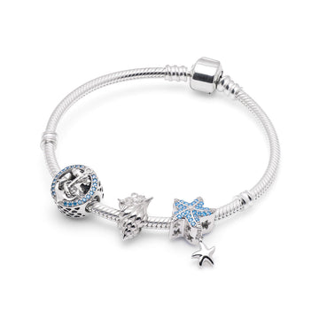 Armband mit Charms Set BLUE OCEAN aus 925 Sterling-Silber – Charmerie