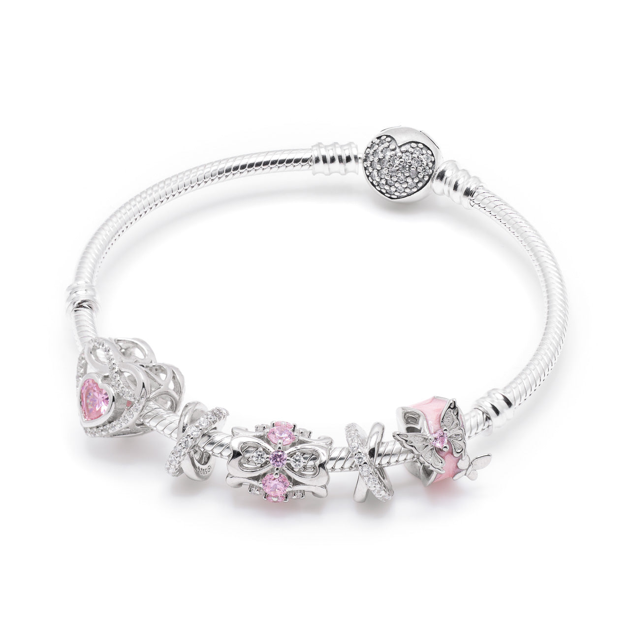 Armband mit Charms Set INFINITY LOVE aus 925 Sterling-Silber – Charmerie