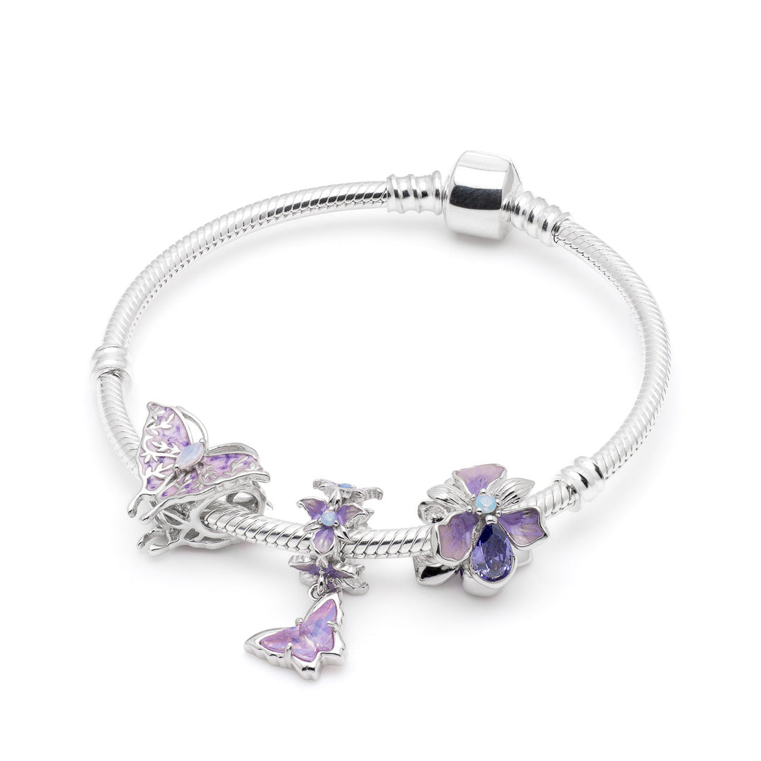 Armband mit Charms Set LAVENDER FAIRYFLIGHT aus 925 Sterling-Silber – Charmerie