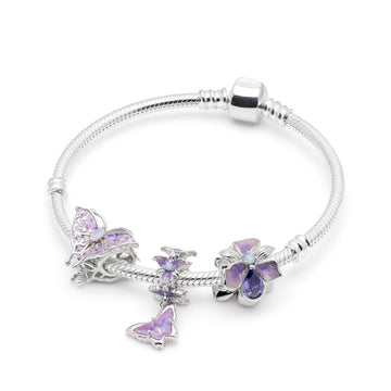 Armband mit Charms Set LAVENDER FAIRYFLIGHT aus 925 Sterling-Silber – Charmerie