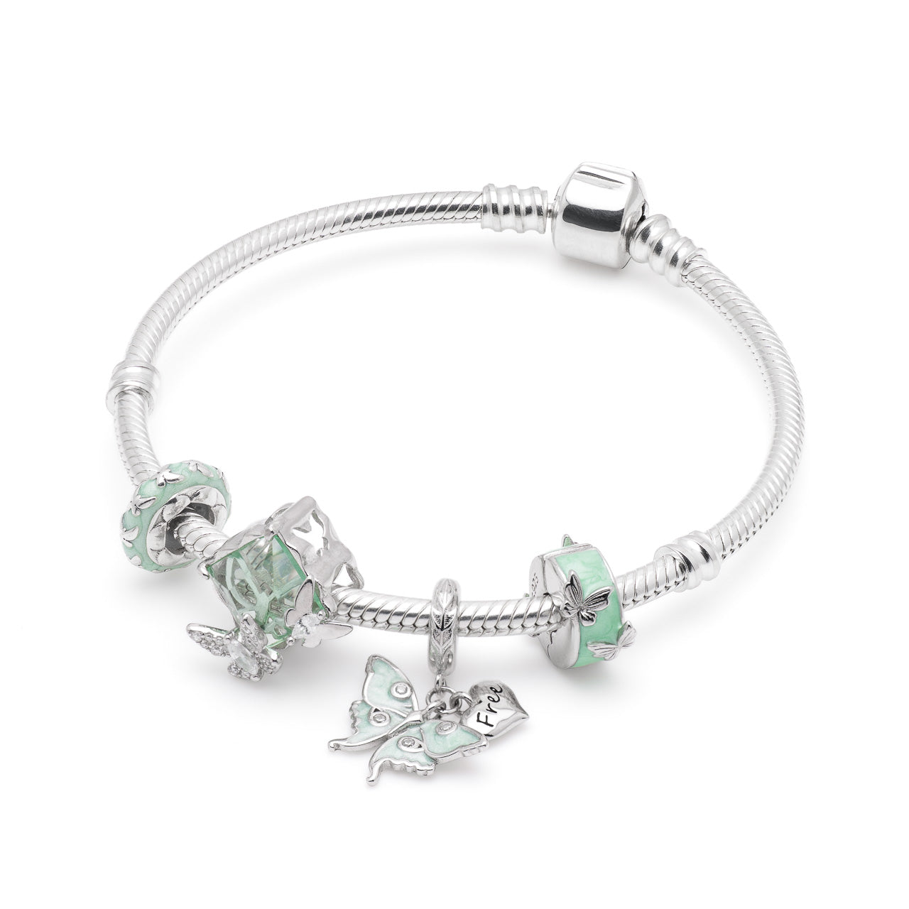 Armband mit Charms Set MINT WINGS aus 925 Sterling-Silber – Charmerie