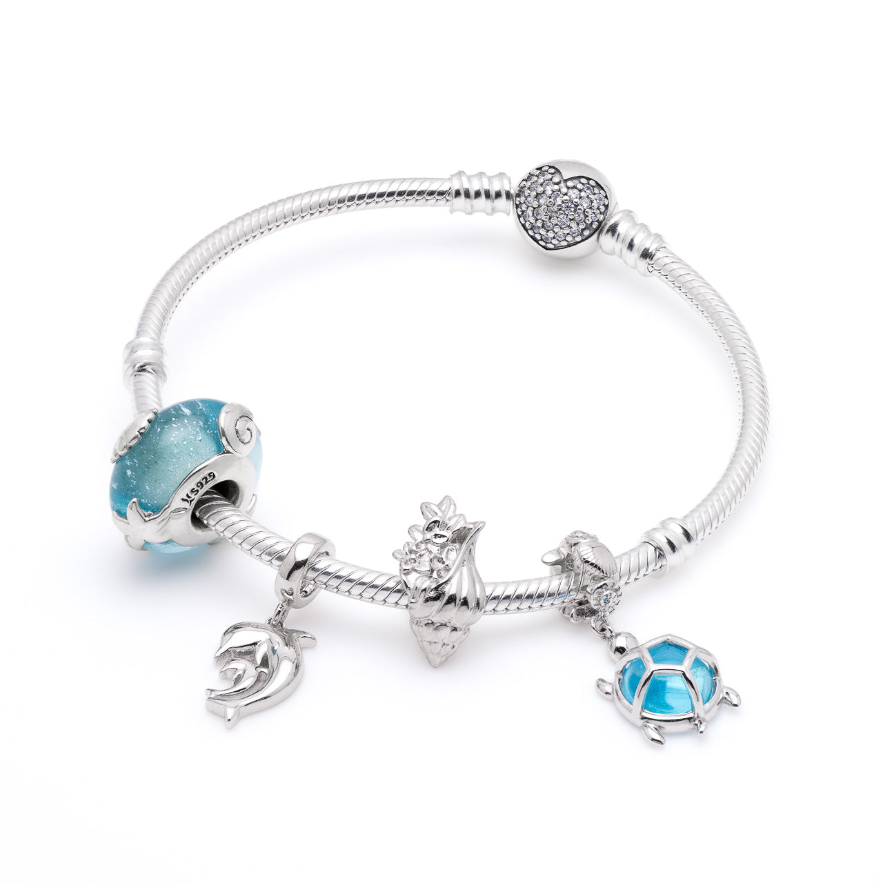 Armband mit Charms Set OCEAN LOVE aus 925 Sterling-Silber – Charmerie