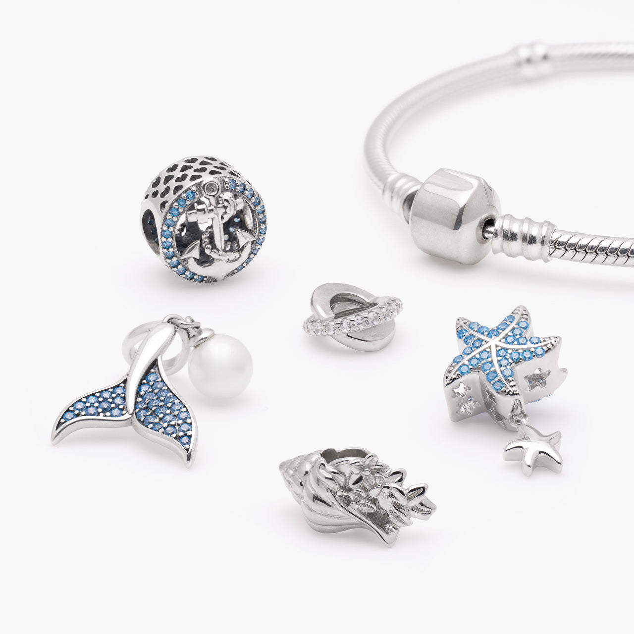 Armband mit Charms Set OCEAN WITHIN aus 925 Sterling-Silber, Komposition – Charmerie