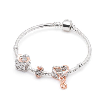 Armband mit Charms Set ROSÉ DREAM aus 925 Sterling-Silber – Charmerie