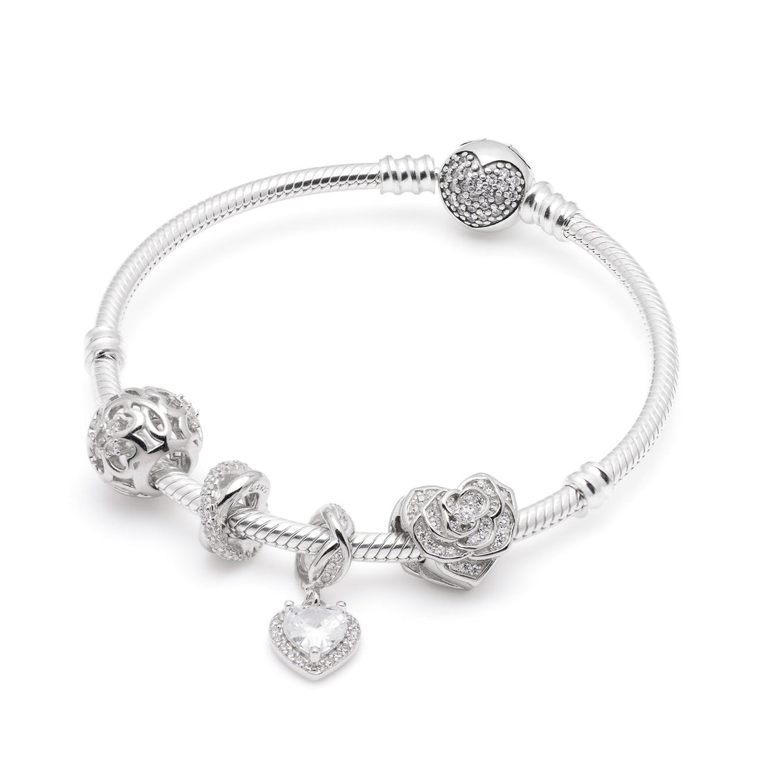 Armband mit Charms Set SHINE BRIGHT aus 925 Sterling-Silber – Charmerie