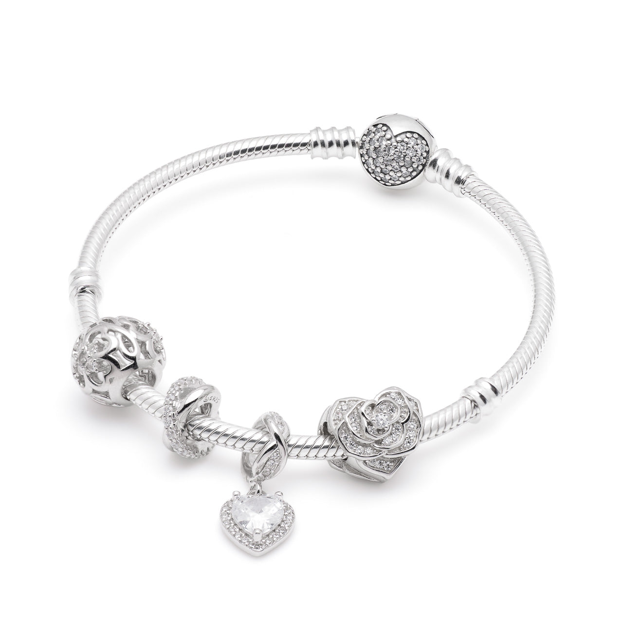 Armband mit Charms Set SHINE BRIGHT aus 925 Sterling-Silber – Charmerie