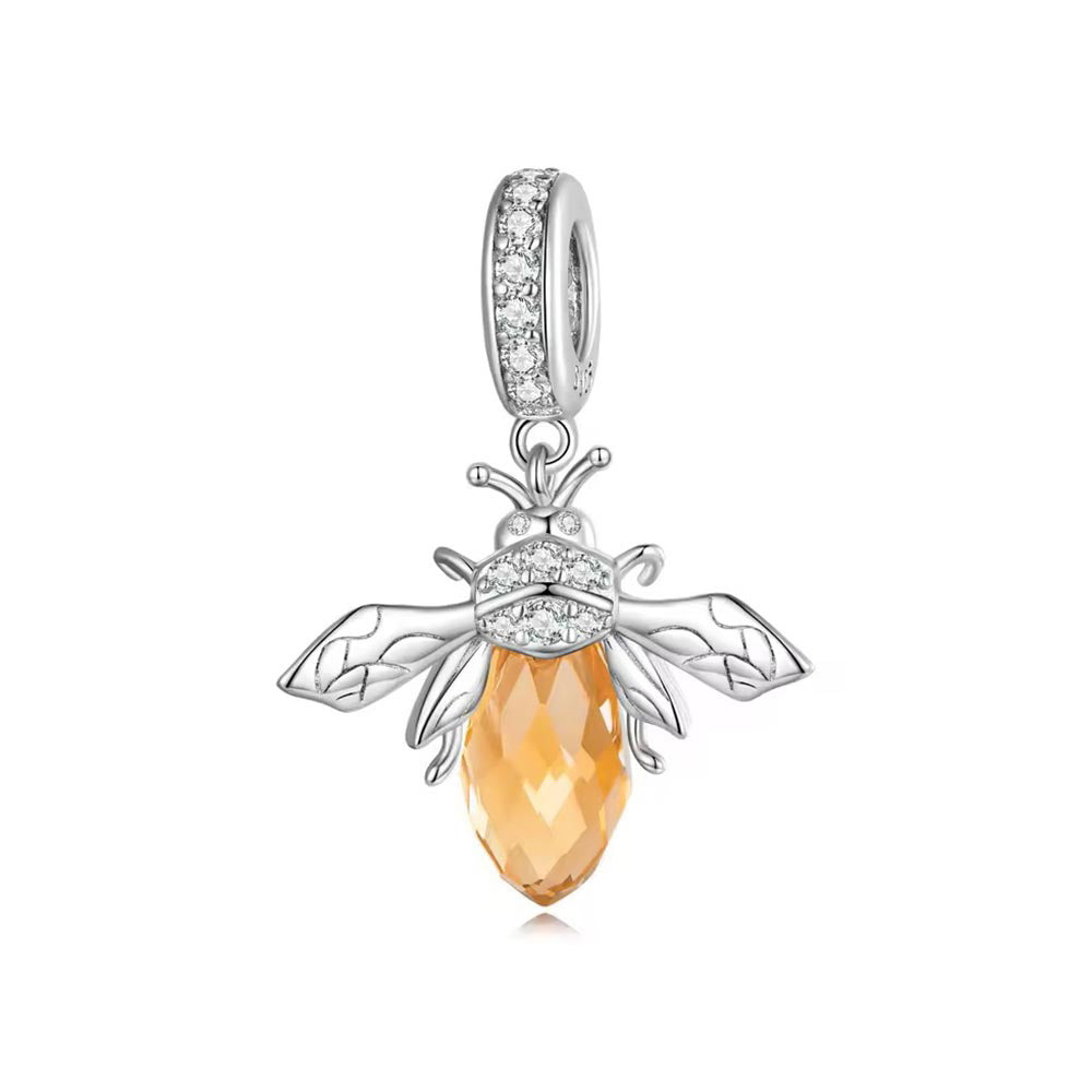 Bienenkönigin Glas Charm Anhänger aus 925 Sterling-Silber – Charmerie
