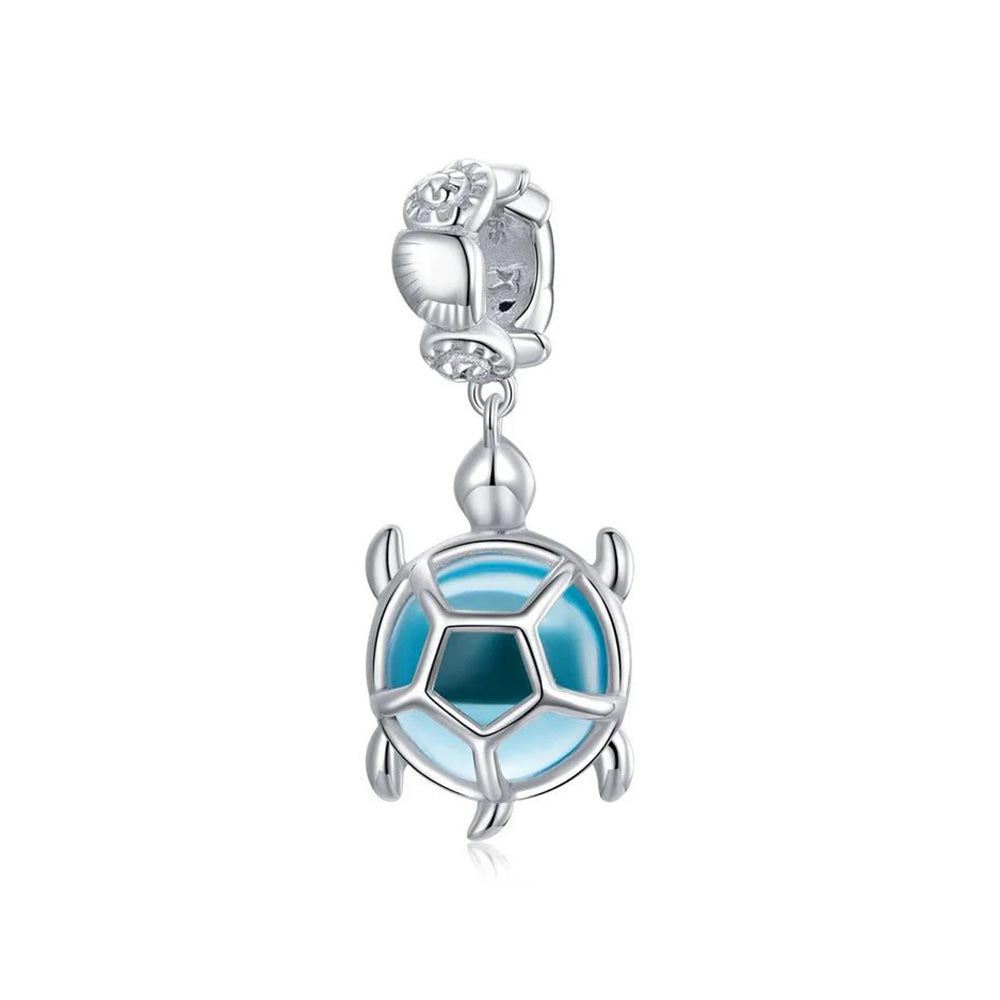Blaue Meeresschildkröte Charm Anhänger aus 925 Sterling-Silber – Charmerie