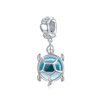 Blaue Meeresschildkröte Charm Anhänger aus 925 Sterling-Silber – Charmerie