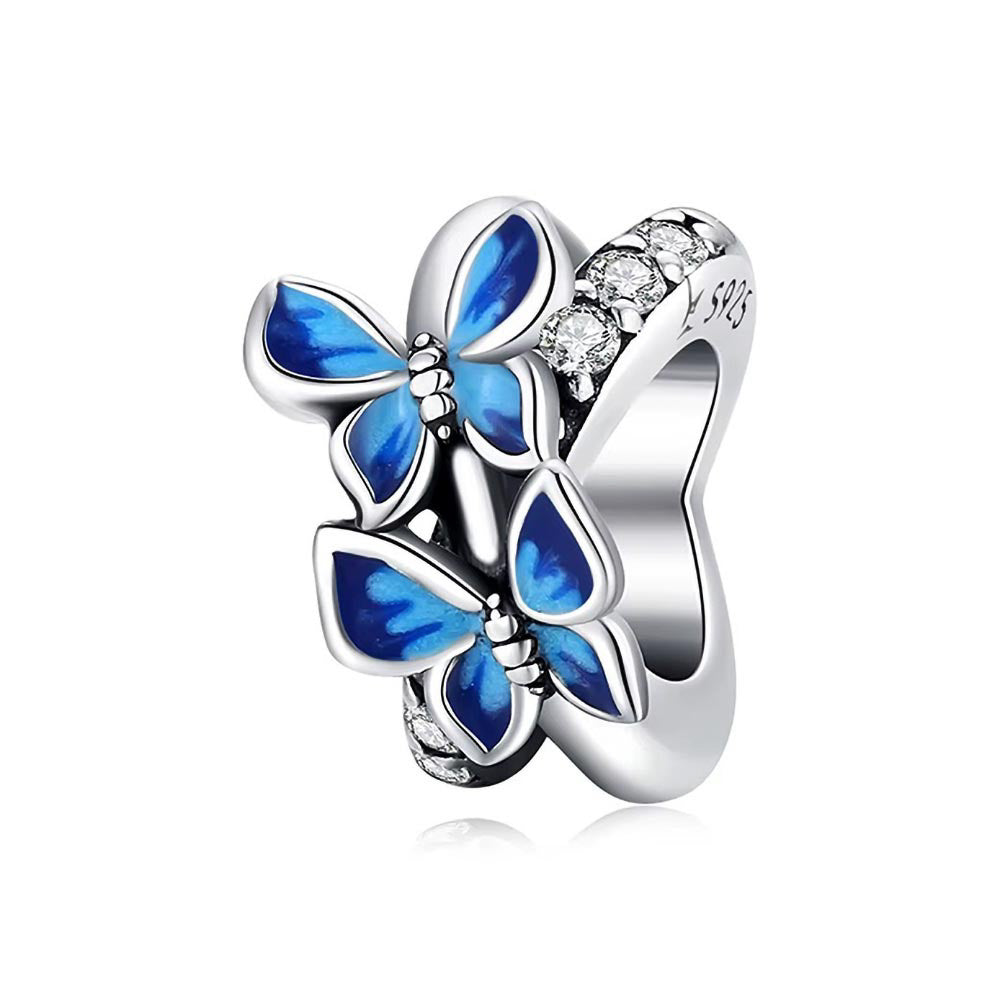 Blaue Schmetterlinge Charm aus 925 Sterling-Silber – Charmerie