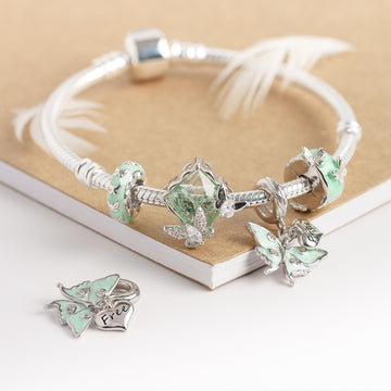 Charmerie Set für Freigeister - Armband mit Charms Set MINT WINGS aus 925 Sterling-Silber