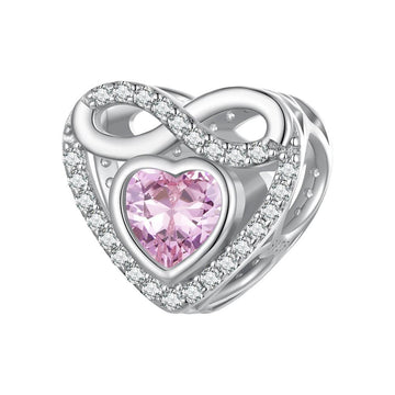 Endless Love Herz Charm mit rosa Zirkonia aus 925 Sterling-Silber – Charmerie