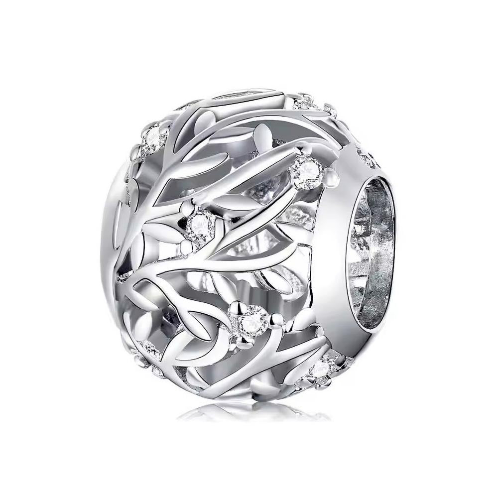 Filigraner Blätter Charm in Kugelform aus 925 Sterling-Silber – Charmerie