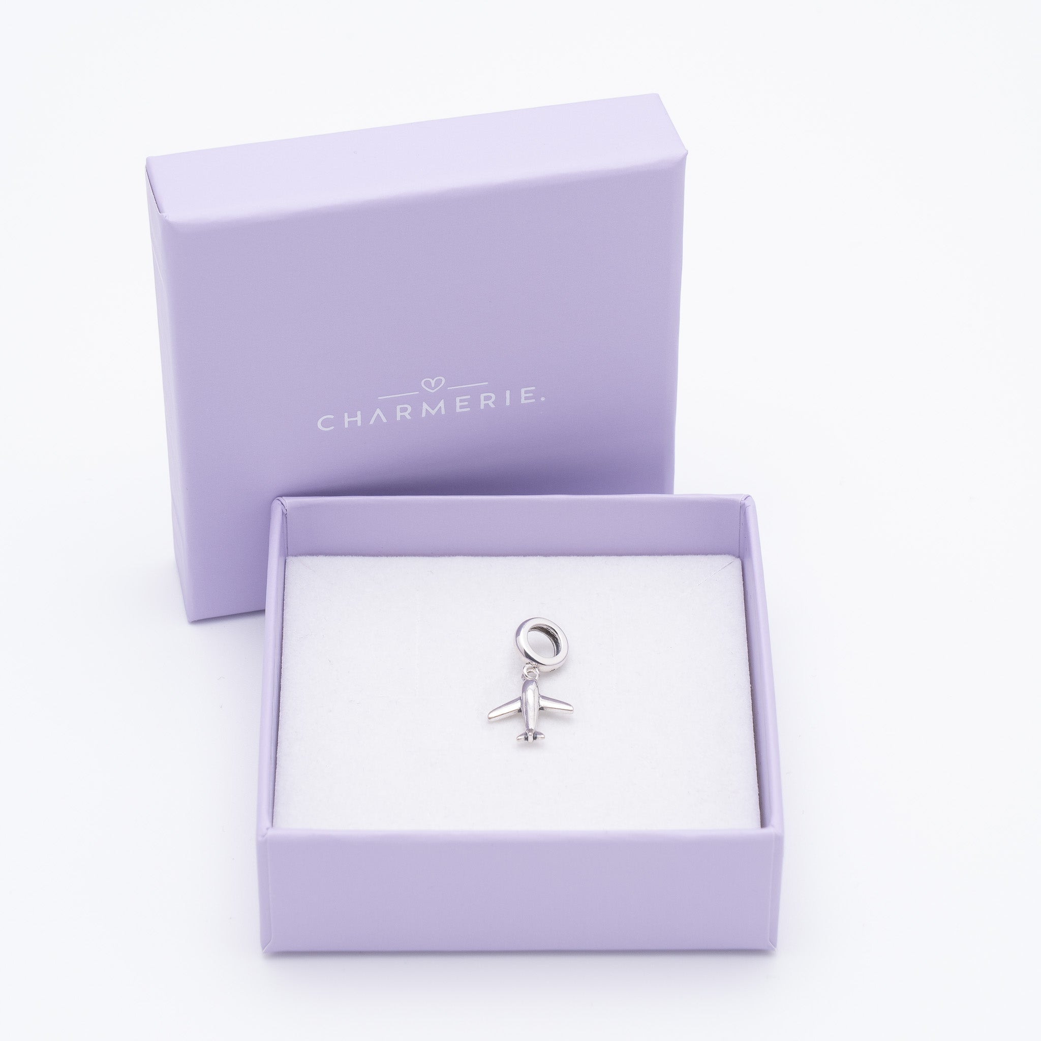 Flugzeug Reise Charm Anhänger aus 925 Sterling-Silber in Charmerie Geschenkbox
