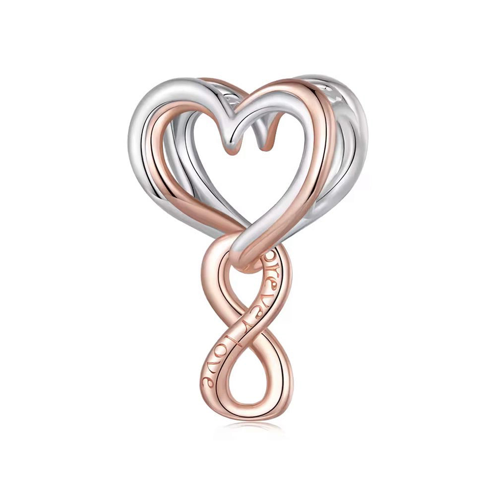 Forever Love Herz Charm mit Roségold aus 925 Sterling-Silber – Charmerie