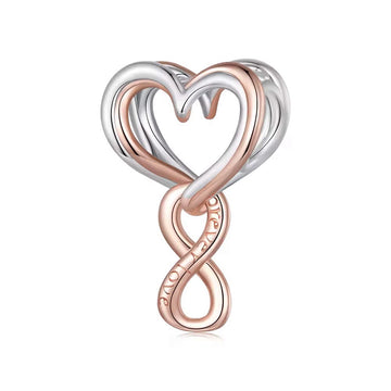 Forever Love Herz Charm mit Roségold aus 925 Sterling-Silber – Charmerie