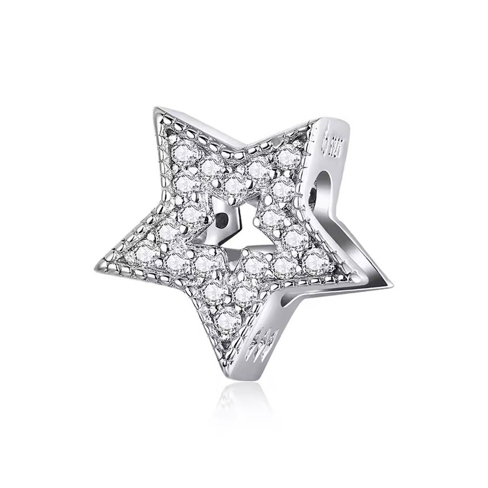 Funkelnder Stern Charm aus 925 Sterling-Silber – Charmerie
