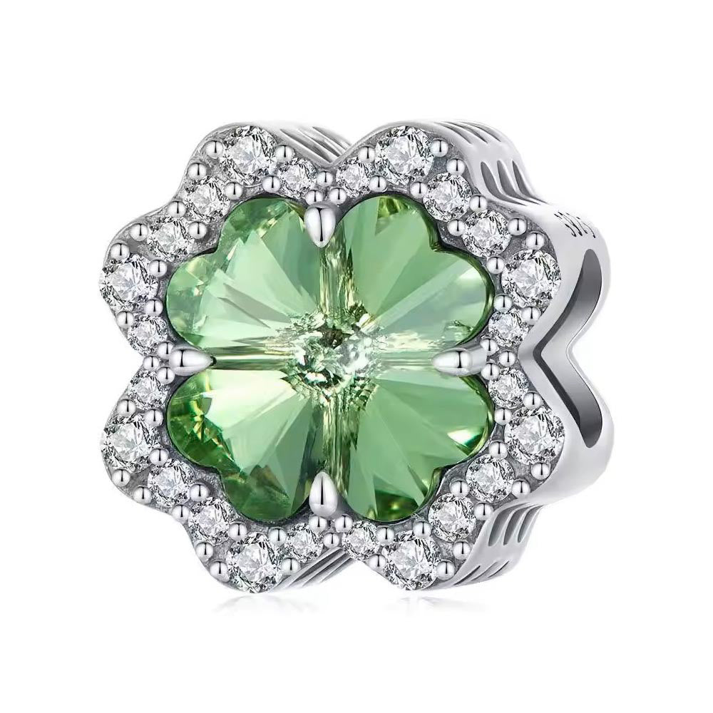 Grüner Kleeblatt Charm – Irischer Glücksbringer aus 925 Sterling-Silber – Charmerie