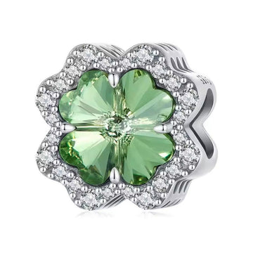 Grüner Kleeblatt Charm – Irischer Glücksbringer aus 925 Sterling-Silber – Charmerie