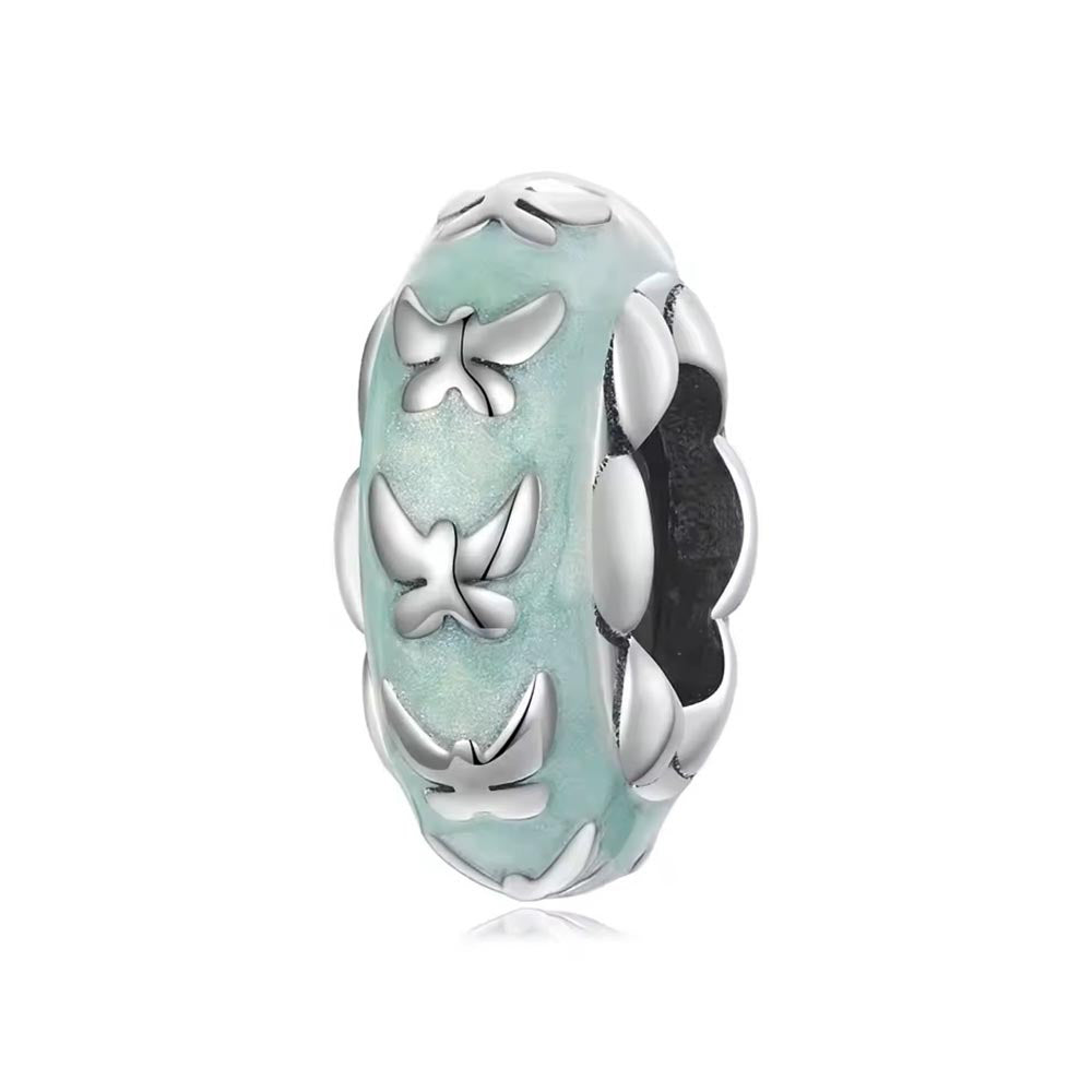 Grüner Schmetterlinge Charm Stopper aus 925 Sterling-Silber – Charmerie