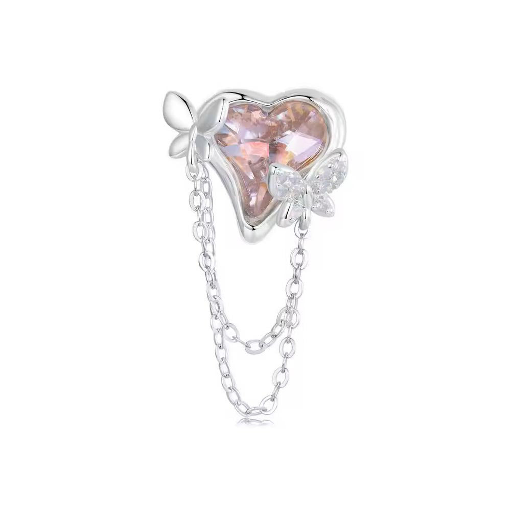 Herz Kristall Charm mit Kette aus 925 Sterling-Silber – Charmerie
