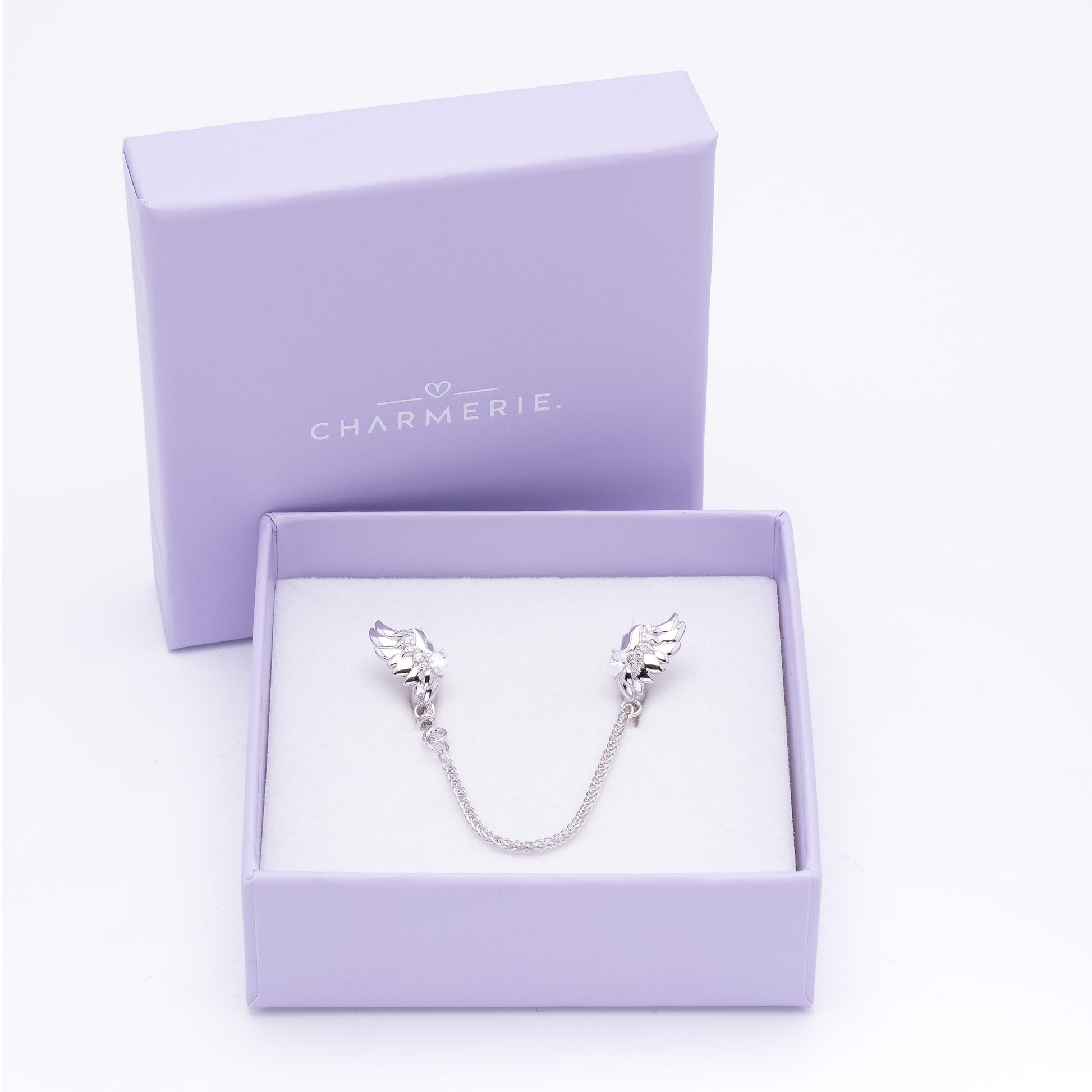 Himmlische Flügel Sicherheitskette aus 925 Sterling-Silber in Charmerie Geschenkbox