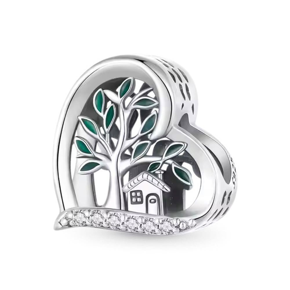 Lebensbaum Herz Charm aus 925 Sterling-Silber – Charmerie