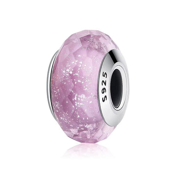 Lila Glas Charm mit Luftblasen aus 925 Sterling-Silber – Charmerie