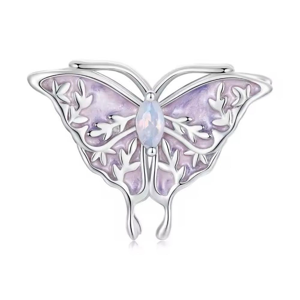 Lila Schmetterling Charm mit Opaleffektstein aus 925 Sterling-Silber – Charmerie