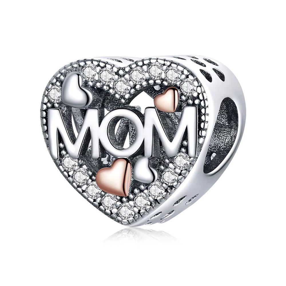 Mama Herz Charm mit Roségold aus 925 Sterling-Silber – Charmerie