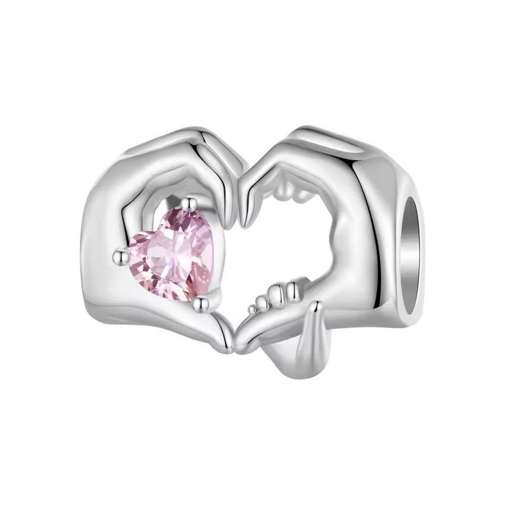 Mutter und Kind Charm mit Herz aus Händen aus 925 Sterling-Silber – Charmerie