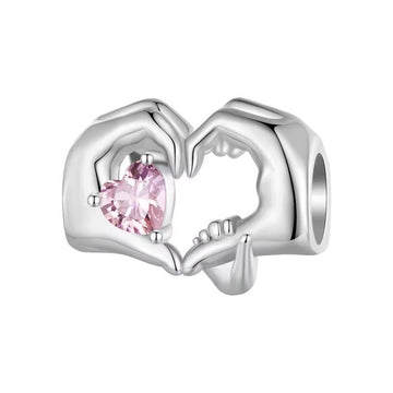 Mutter und Kind Charm mit Herz aus Händen aus 925 Sterling-Silber – Charmerie