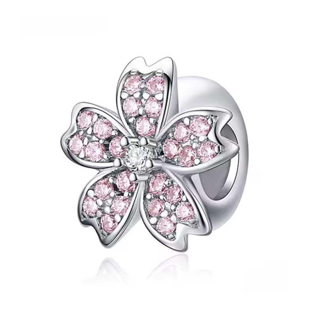 Rosa Kirschblüte Charm Stopper aus 925 Sterling-Silber – Charmerie