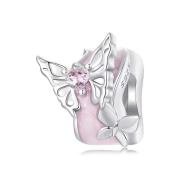 Rosa Schmetterling Charm Stopper aus 925 Sterling-Silber – Charmerie