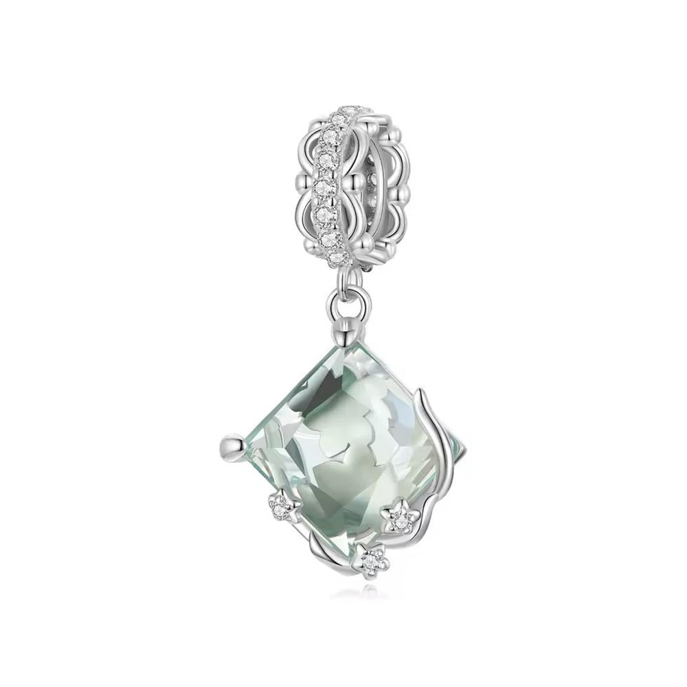 Smaragdgrüner Kristall Charm Anhänger aus 925 Sterling-Silber – Charmerie