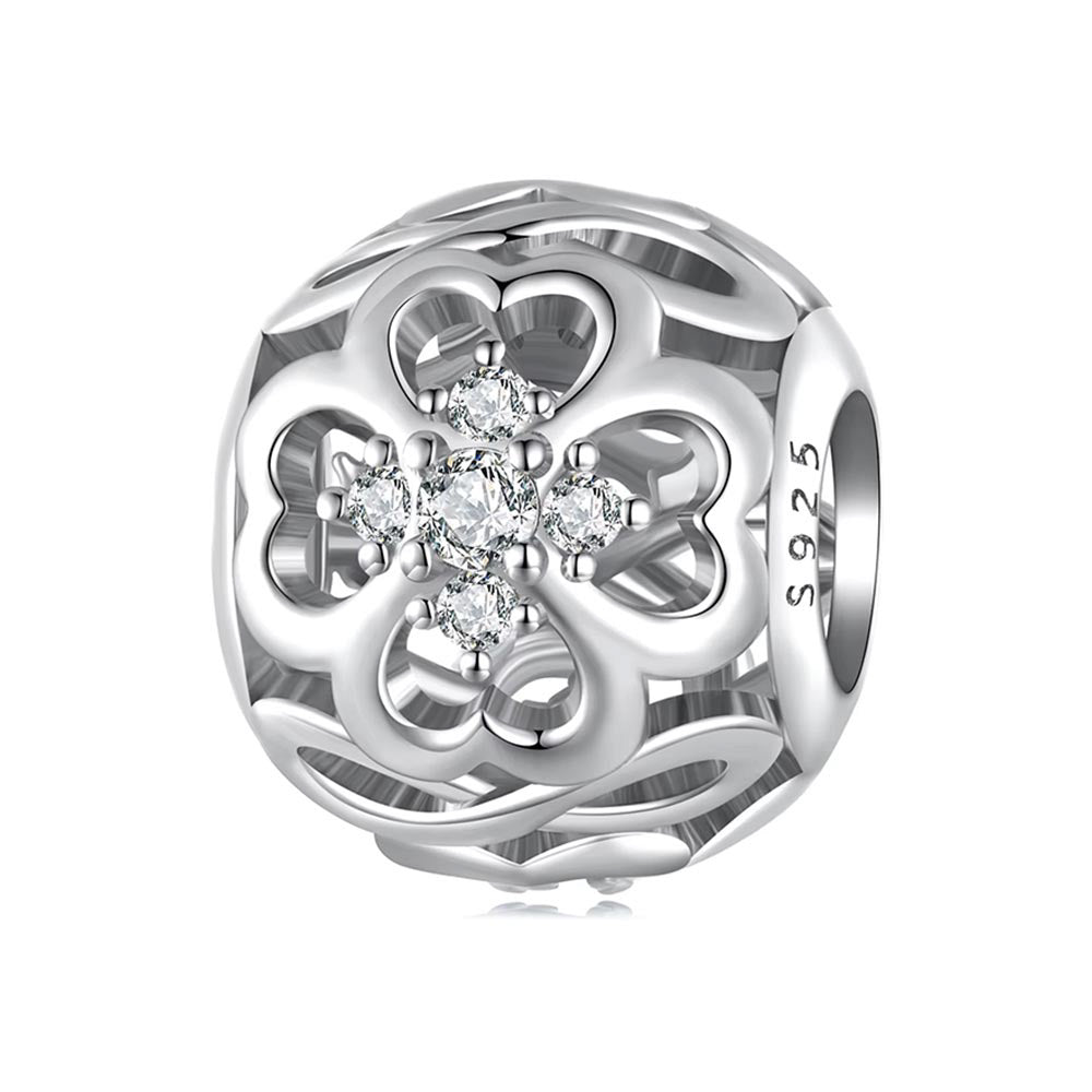Unendliches Glück Kleeblatt Charm aus 925 Sterling-Silber – Charmerie