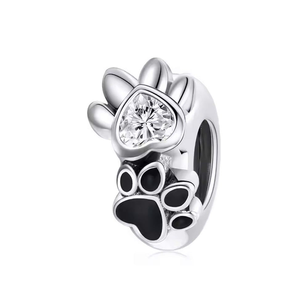 Zwei Pfoten Tierliebe Charm Stopper aus 925 Sterling-Silber – Charmerie
